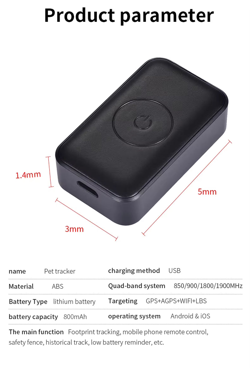 Waterproof Pet GPS Tracker, Location Adjustable Collar, Real-Time Call, Remote Control GPS Locator for Cats and Dogs, GSM, AGPS,